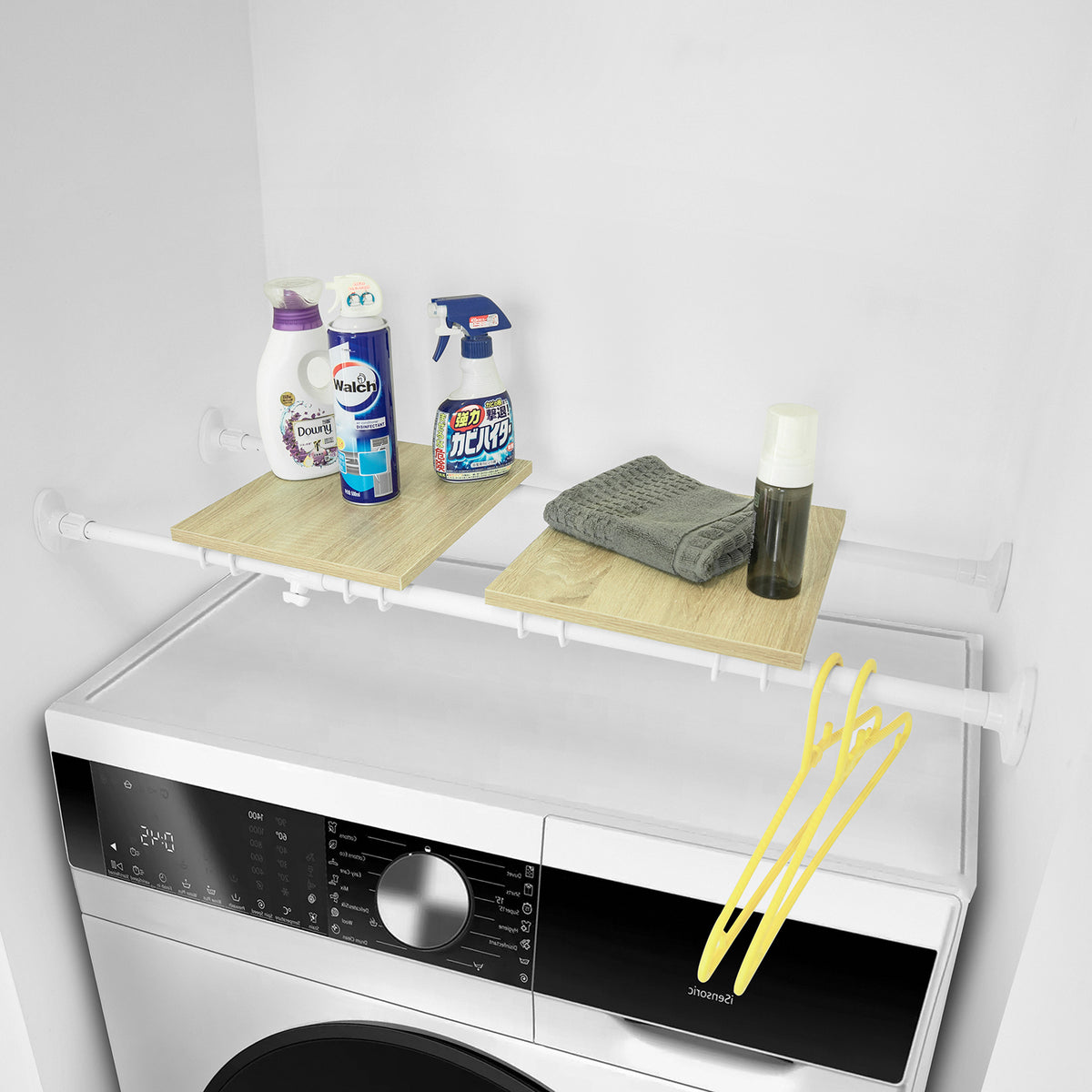 SoBuy KLS10-W Raft de Perete Plutitor Organizator Separatoare pentru Rafturi Raft Extensibil cu Tensiune Reglabilă