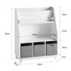 SoBuy KMB34-W Bibliotecă Raft pentru Cărți Raft de Depozitare Jucării pentru Copii Suport pentru Reviste cu Compartimente de Depozitare și 3 Coșuri 63x28x80 cm