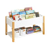 SoBuy KMB35-W Bibliotecă pentru Copii, Raft pentru Cărți, Raft de Depozitare pentru Cărți și Jucării, Mobilier de Depozitare, Organizator Multifuncțional de Jucării și Cărți cu 2 Polițe, L85xP42xH45 cm