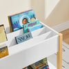 SoBuy KMB35-W Bibliotecă pentru Copii, Raft pentru Cărți, Raft de Depozitare pentru Cărți și Jucării, Mobilier de Depozitare, Organizator Multifuncțional de Jucării și Cărți cu 2 Polițe, L85xP42xH45 cm
