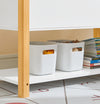 SoBuy KMB35-W Bibliotecă pentru Copii, Raft pentru Cărți, Raft de Depozitare pentru Cărți și Jucării, Mobilier de Depozitare, Organizator Multifuncțional de Jucării și Cărți cu 2 Polițe, L85xP42xH45 cm