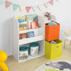 SoBuy KMB37-W Raft pentru cărți și jucării, pentru copii, bibliotecă cu 2 coșuri