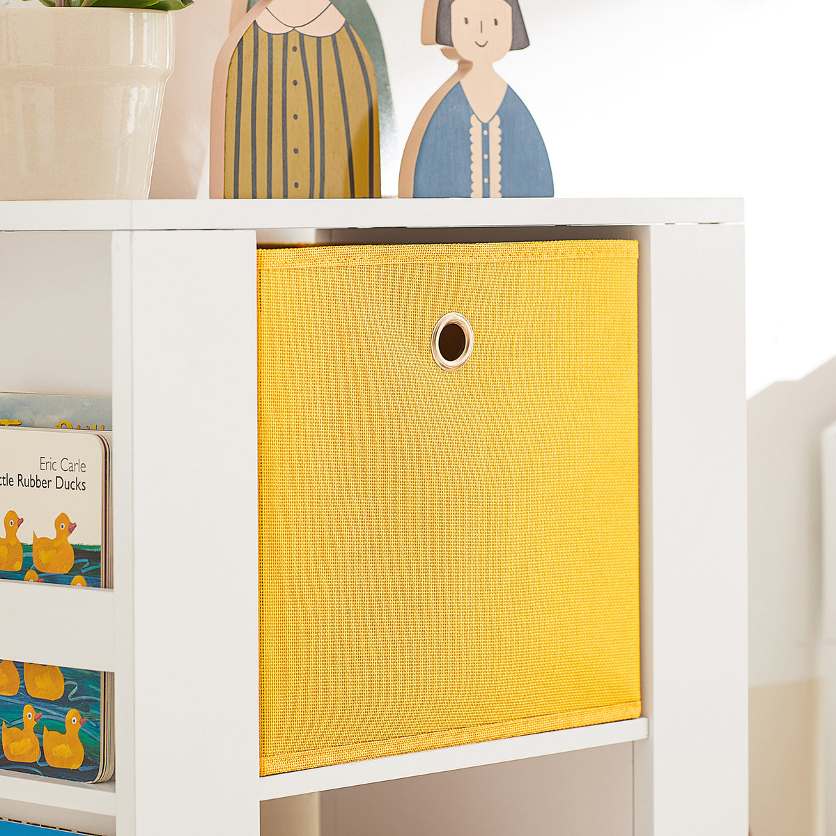 SoBuy KMB48-W Bibliothèque Enfants, Armoire de Rangement pour Livres et Jouets pour Enfant, avec 2 Paniers et 2 Étagères latérales