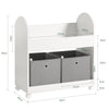 SoBuy KMB53-W Raft de Depozitare Mobil, Bibliotecă pentru Copii, Raft de Cărți, Dulap de Jucării cu 1 Raft, 2 Coșuri și 4 Roți | Pre-vânzare