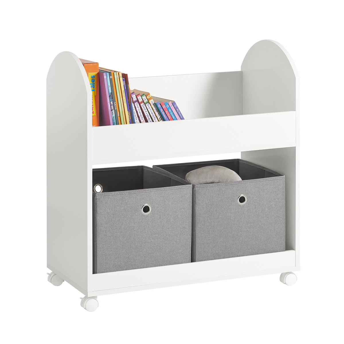 SoBuy KMB53-W Étagère de Rangement Roulantes, Bibliothèque pour Enfants, Étagère à Livres, Armoire à Jouets avec 1 Étagère, 2