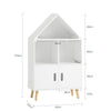 SoBuy KMB58-W Bibliotecă pentru copii Raft de depozitare pentru cărți și jucării Raft de cărți Dulap de depozitare pe picioare cu 1 fereastră de castel, 2 compartimente și 2 uși, 63x30x103 cm