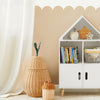 SoBuy KMB58-W Bibliotecă pentru copii Raft de depozitare pentru cărți și jucării Raft de cărți Dulap de depozitare pe picioare cu 1 fereastră de castel, 2 compartimente și 2 uși, 63x30x103 cm