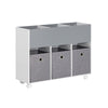 SoBuy Raftul pentru copii cu 3 cutii în țesătură din țesătură pentru rafturi cu roți pentru jucării gri deschis 80x30x63 cm KMB61-HG