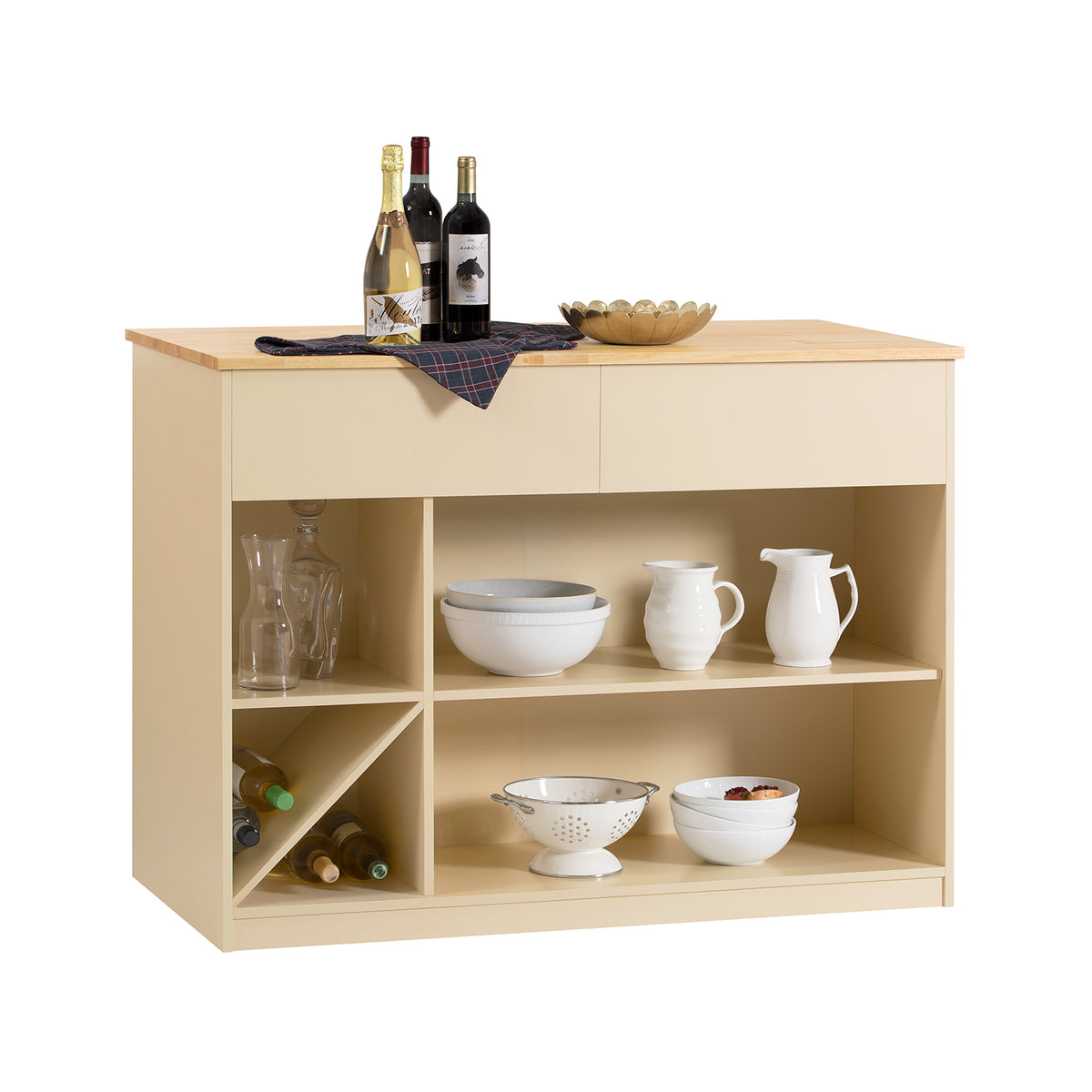 SoBuy KNL04-MI îlot Central, Placard, Buffet, Armoire de Cuisine avec 1 Plan de Travail