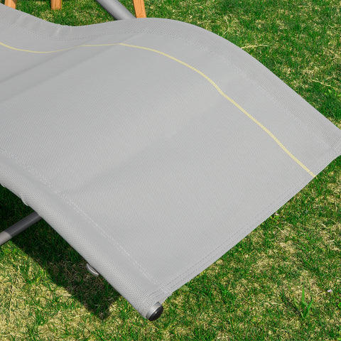 SoBuy 2 x Grădină pentru scaune de punte fotoliu cu tetieră și buzunar gri OGS28-HGX2