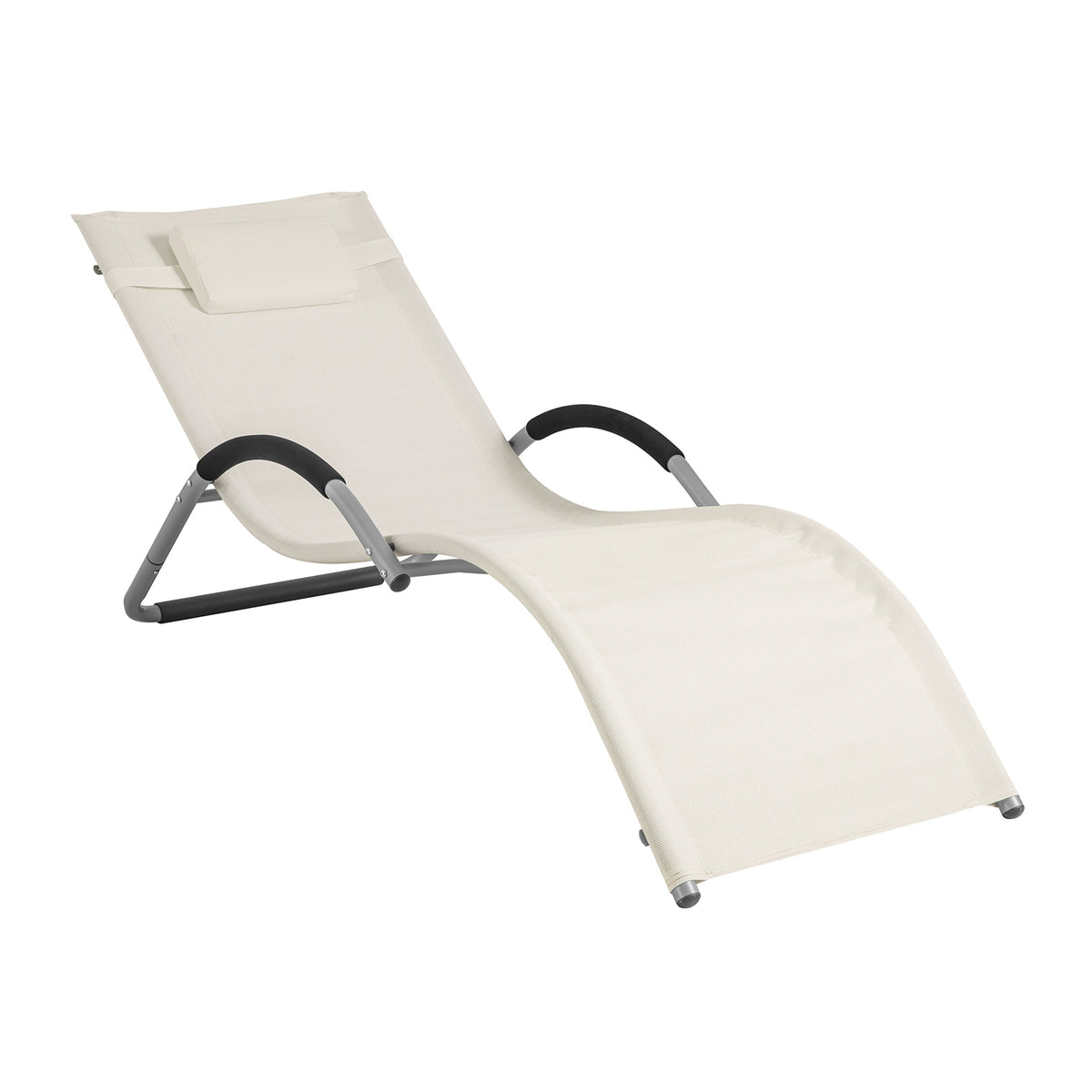 SoBuy OGS38-W Chaise Longue Transat de Jardin Bascule avec Appui-tête