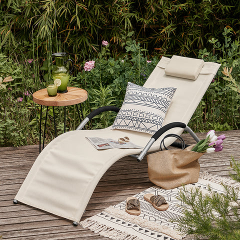 SoBuy Pat de grădină pentru scaune pentru scaune în pulbere de fier și țesătură Teslin, alb, OGS38-W