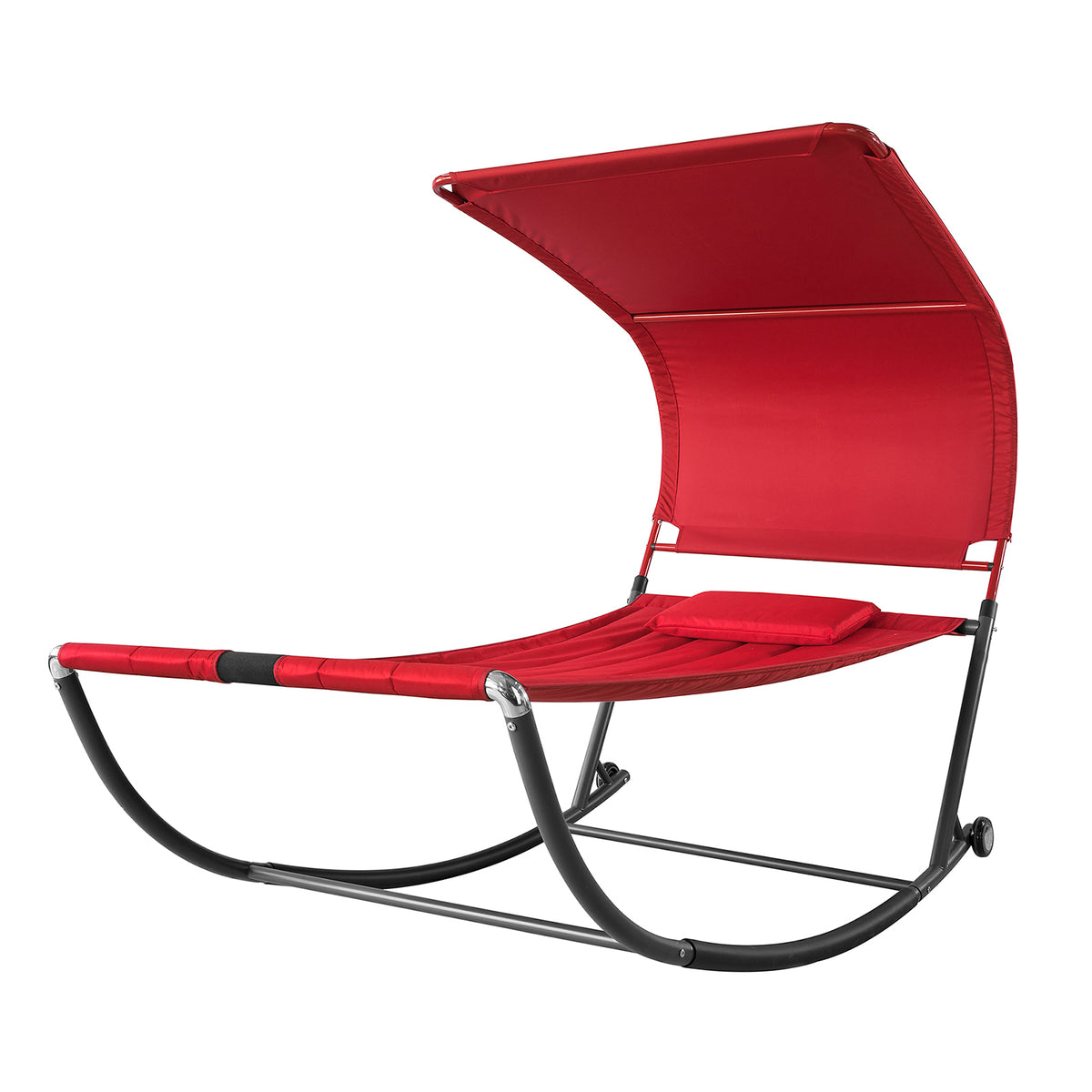 SoBuy OGS44-R Transat de Jardin Transat à Bascule avec Pare-Soleil et 2 roulettes Chaise Longue