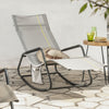 SoBuy OGS47-HG Fotoliu balansoar pentru adulți, Șezlong, Balansoar ergonomic de relaxare cu buzunar lateral
