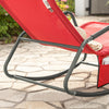 SoBuy OGS47-R Fotoliu balansoar pentru adulți, Șezlong, Balansoar ergonomic de relaxare cu buzunar lateral