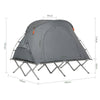 SoBuy Cortină de camping, pliant pătuț de camping din aluminiu, călătorie de camping cu acoperiș, pungă de dormit, încărcare maximă 300 kg OGS60-L-HG