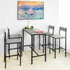 SoBuy OGT14-HG Set Masă Înaltă + 4 Scaune de Bar Set Masă de Bar + 4 Scaune de Bar cu Suport pentru Picioare