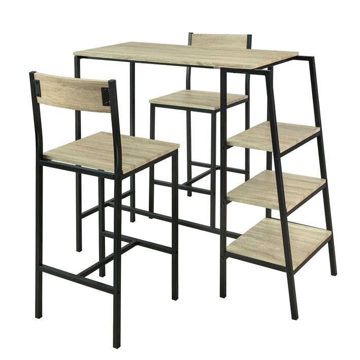 SoBuy OGT16-N Ensemble Table de Bar Bistrot + 2 Tabourets de Bar avec 3 Étagères Latéraux