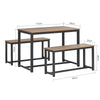 SoBuy OGT25-N Set masă și bănci, set de 3 piese, cu 2 bănci pentru bucătărie, sufragerie, living