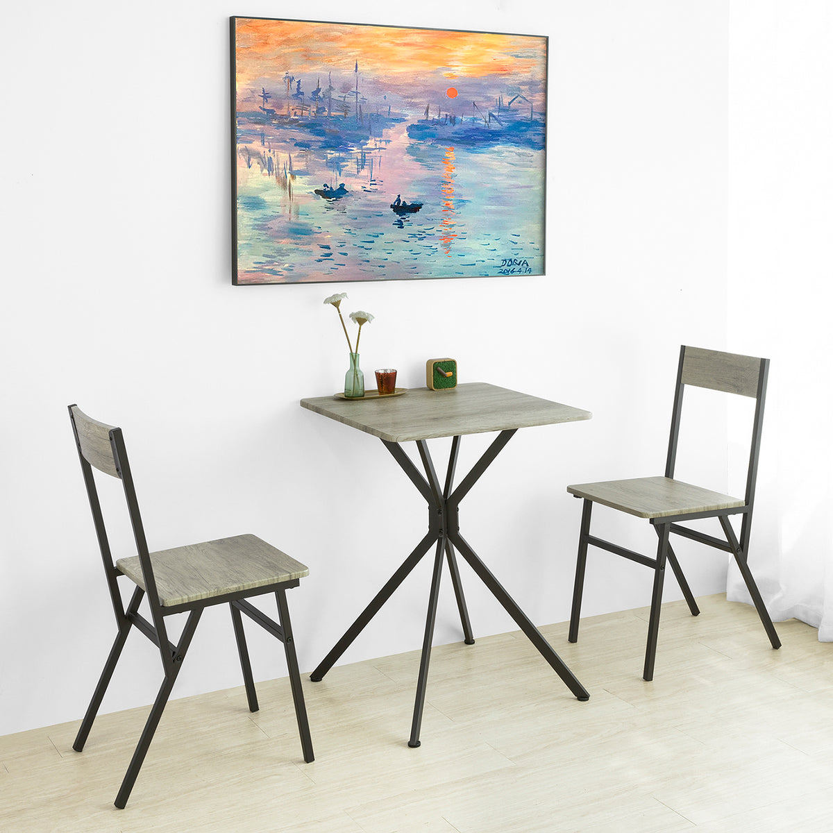SoBuy OGT37-N Ensemble Table et 2 Chaise Lot Table de Salle à Manger avec 2 Chaises de Style Industriel pour Cuisine