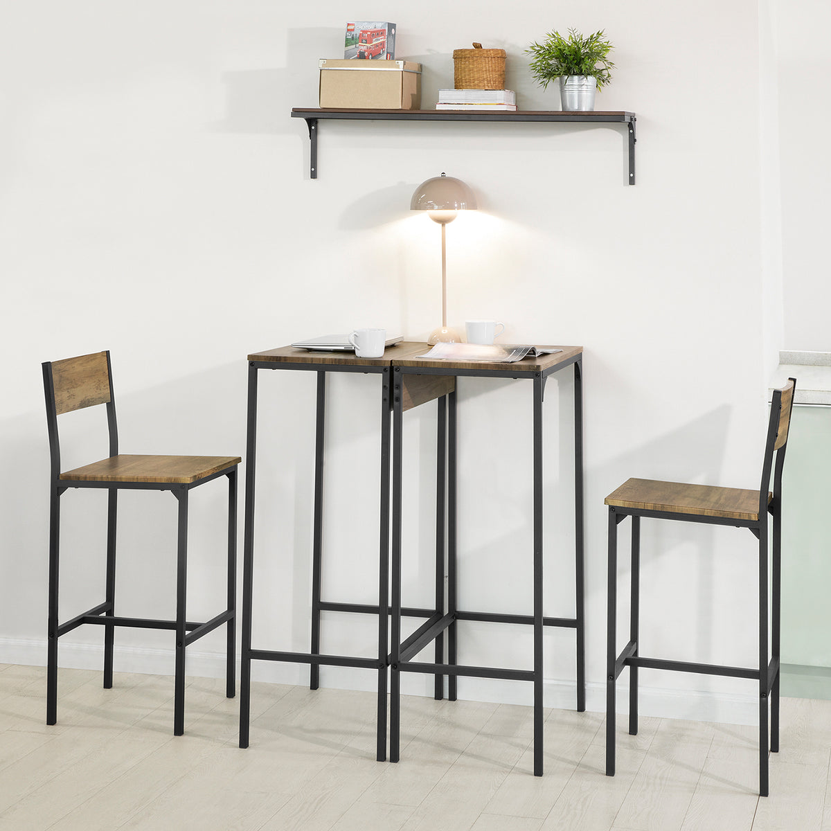 SoBuy OGT42-F Set 2 Mese Înalte și 2 Scaune de Bar 4 piese în total