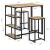 SoBuy Masă cu 3 piese cu 2 scaune, set de mobilier cu balcon, masă înaltă cu 3 rafturi OGT43-F