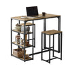 SoBuy Masă cu 3 piese cu 2 scaune, set de mobilier cu balcon, masă înaltă cu 3 rafturi OGT43-F