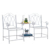 SoBuy OGT44-W Set mobilier grădină 2 persoane bancă cu masă integrată 2 locuri, masă bistrou, bancă grădină