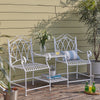SoBuy OGT44-W Set mobilier grădină 2 persoane bancă cu masă integrată 2 locuri, masă bistrou, bancă grădină