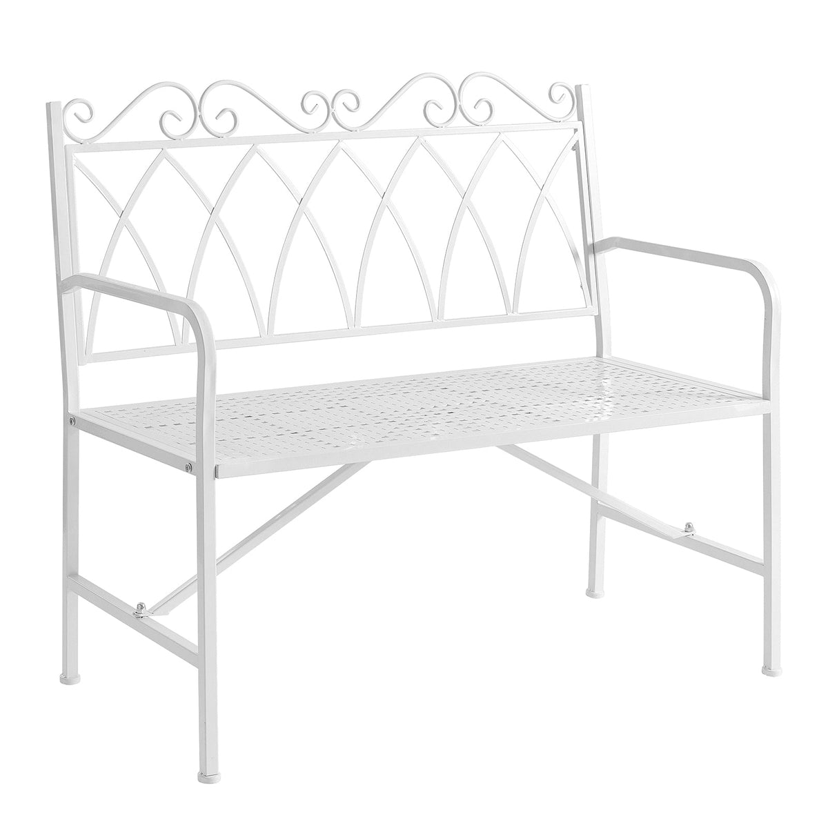 SoBuy OGT45-W Banc de Jardin Extérieur 2 Personnes en Métal Banc Extérieur pour Balcon, Pelouse, Terrasse