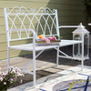 SoBuy OGT45-W Banc de Grădină Exterior 2 Persoane din Metal Banc Exterior pentru Balcon, Gazon, Terasă