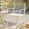 SoBuy OGT47-W Scaun de grădină pentru exterior pentru 1 persoană din metal Fotoliu de grădină cu cotiere pentru balcon, terasă