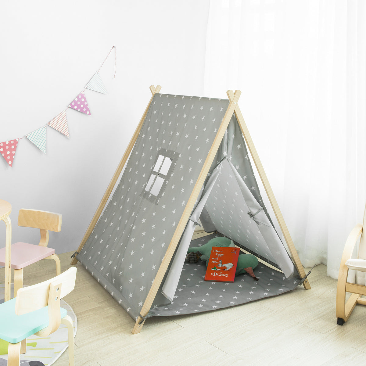 SoBuy OSS02-ST Tente Tipi Enfant pour Garçon et Fille Teepee Tente de Jeu pour Enfants
