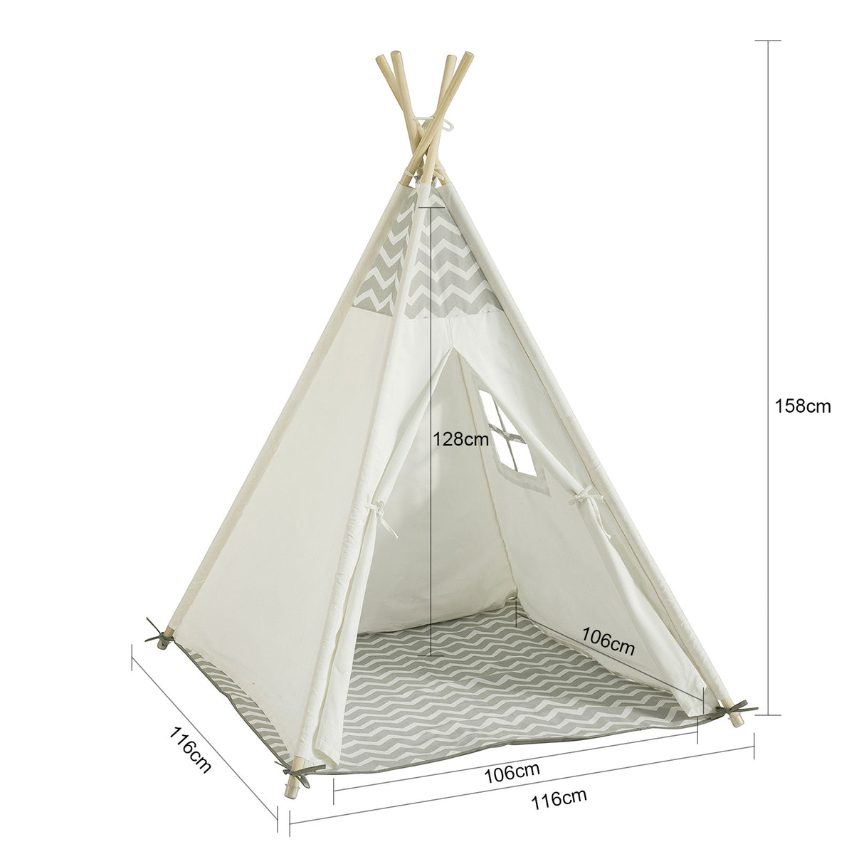 SoBuy OSS03-WHG Tipi Enfant Tente pour Enfant avec Tapis De Sol Indian Teepee Tente de Jeu pour Enfants