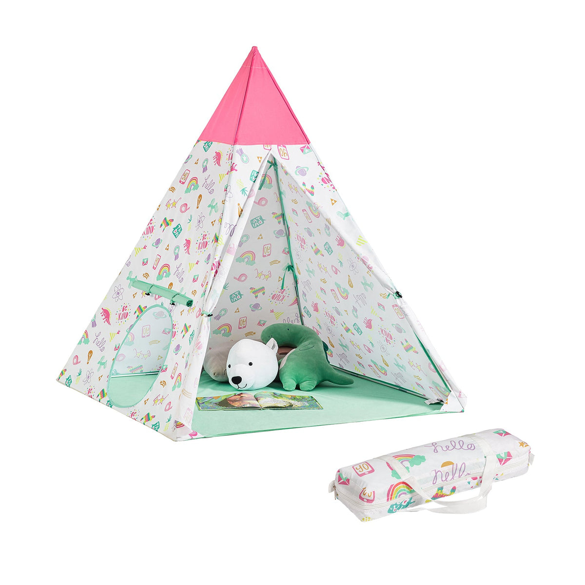 SoBuy OSS06 Tipi Enfant avec Sac de Transport Tente Indian Teepee Tente de Jeu pour garçons et Filles, Cadeau Enfants