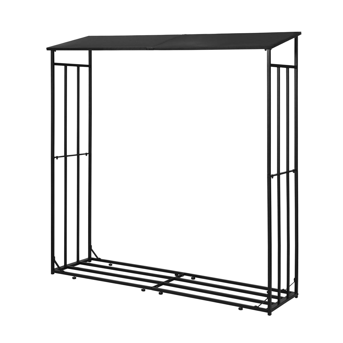 SoBuy SDA04-SCH Abri de Stockage de Bois Abri de Chauffage en Métal Porte-bûches avec Toit Étagère pour Bois de Cheminée