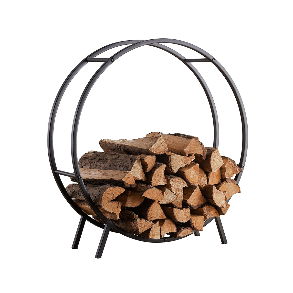 SoBuy SDA06-SCH Porte-Bûches Rond Serviteur de Cheminée Robuste Range-Bûches Support pour Bois de Chauffage