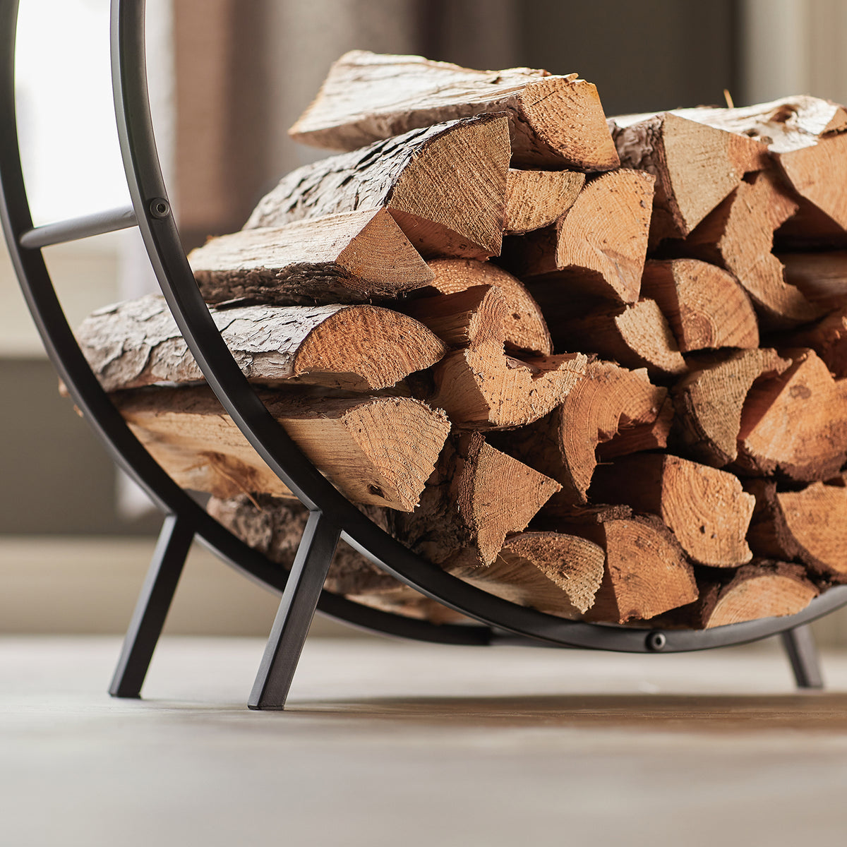 SoBuy SDA06-SCH Porte-Bûches Rond Serviteur de Cheminée Robuste Range-Bûches Support pour Bois de Chauffage