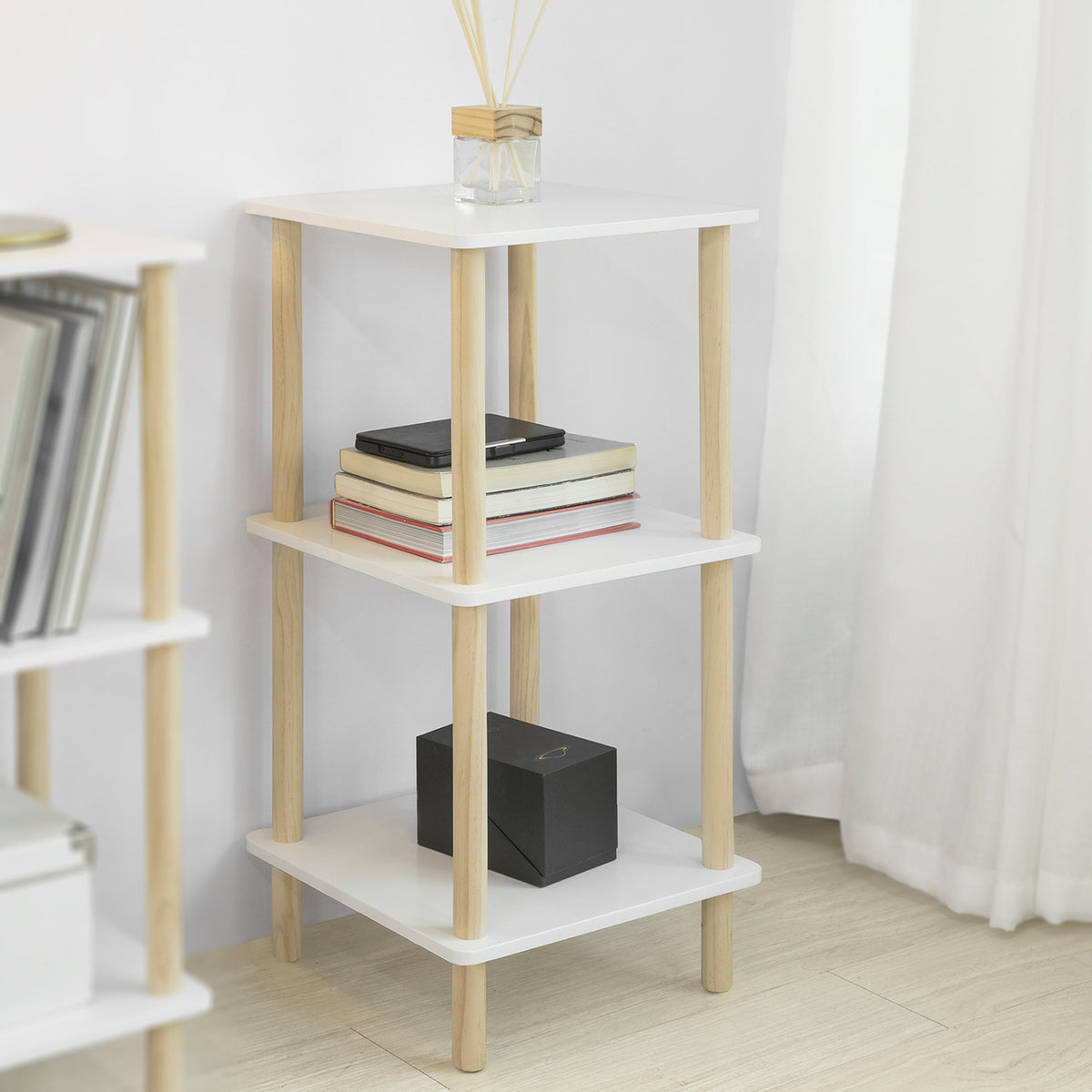 SoBuy STR02-K-WN Étagère de Rangement Bibliothèque Étagère avec 3 tablettes Étagère de Cuisine Étagère Polyvalente