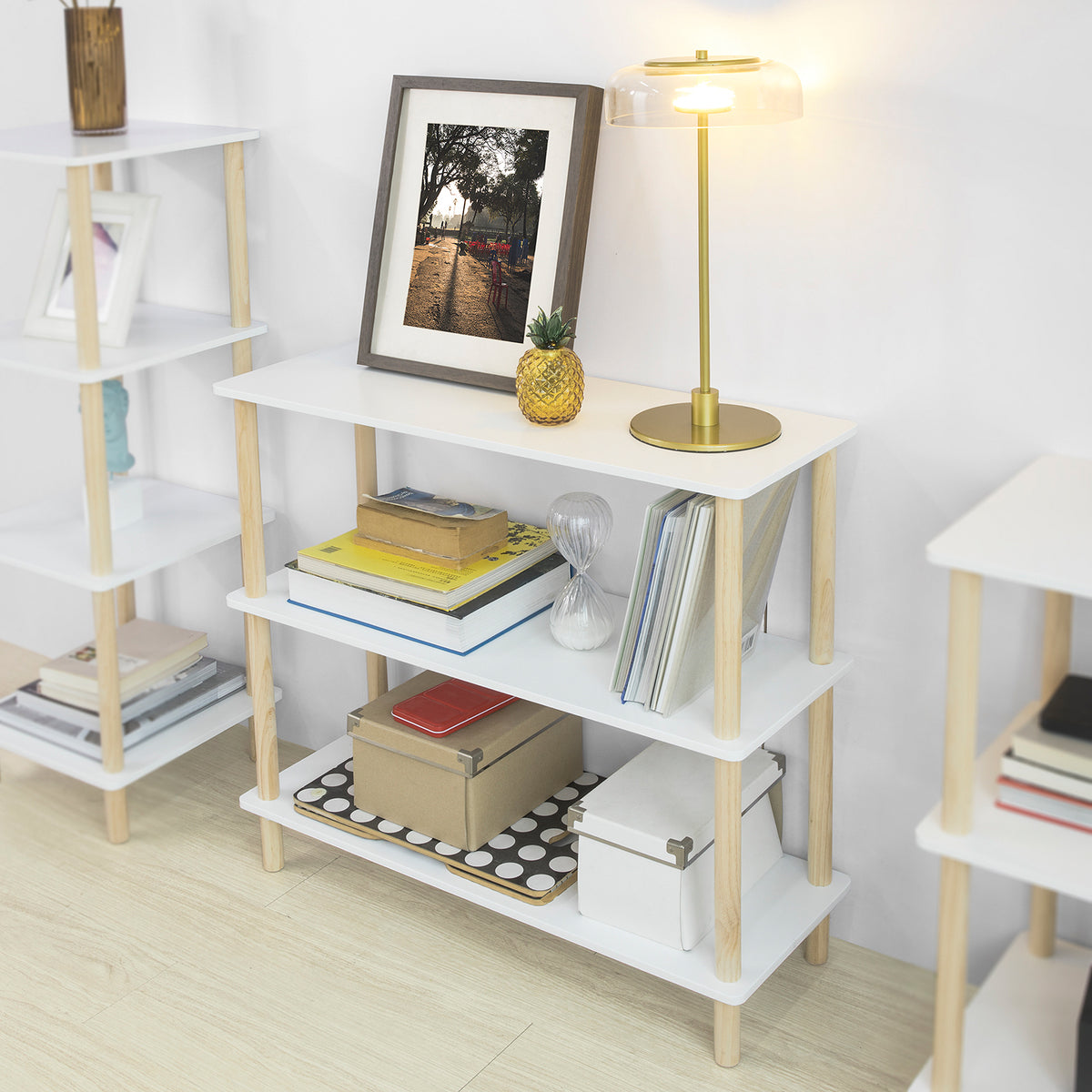 SoBuy STR02-WN Raft de depozitare, Bibliotecă, Raft cu 3 etajere, Raft de bucătărie, Raft multifuncțional