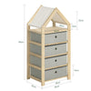 SoBuy STR08-N Raft de depozitare pentru copii Raft multifuncțional în design de castel cu 4 coșuri textile