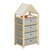 SoBuy STR08-N Raft de depozitare pentru copii Raft multifuncțional în design de castel cu 4 coșuri textile