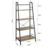 SoBuy STR09-PF Bibliotecă, Raft de Perete cu 4 Nivele, Raft de Depozitare cu Cadru Stabil din Metal, Stil Industrial