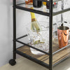 SoBuy SVW03-Sch Cărucior de bar cu mâner și 2 rafturi, structură metalică și blat de sticlă
