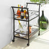 SoBuy SVW03-Sch Cărucior de bar cu mâner și 2 rafturi, structură metalică și blat de sticlă