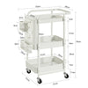SoBuy SVW10-W Cărucior de depozitare cu roți, cu mâner mobil și rafturi metalice