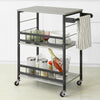SoBuy SVW16-HG Cărucior de Bar, Serviciu în Stil Industrial, pentru Cuptor cu Microunde, cu 3 Rafturi și 1 Mâner