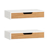 SoBuy FRG92-WN Raft de perete cu sertar - Raft plutitor modern pentru intrare, sufragerie si dormitor - alb si natural 40x24x8cm