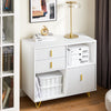 SoBuy ASK11-W Comodă Imprimantă și Depozitare Birou, Dulap de Birou cu 3 Sertare și 2 Compartimente Deschise, Mobilier Compact pentru Imprimantă, Alb 80x40x75 cm