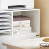 SoBuy ASK12-W Mobilier Imprimantă cu roți Suport Imprimantă Rulabil Dulap de Birou cu Compartimente Mobilier Mic de Depozitare Birou Compact 60x33x100 cm Alb